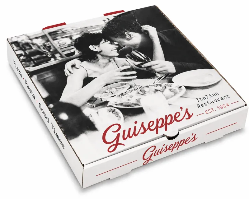 Pizza Boxes - Custom Print - 2 Colour Print on White liner